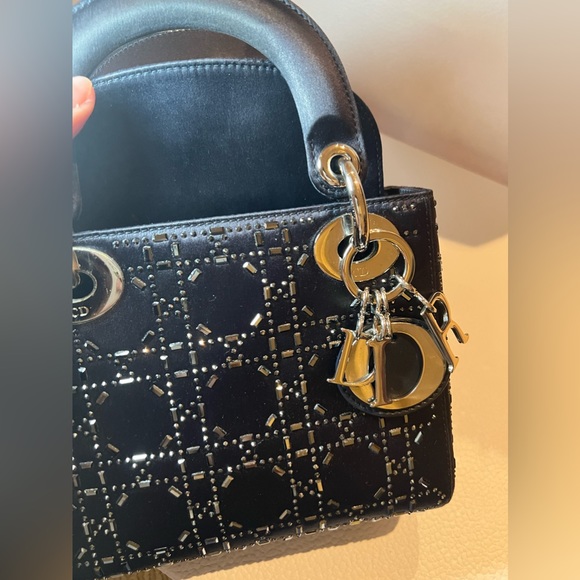 Mini Lady Dior Bag Navy Strass Cannage Satin - Picture 3 of 10